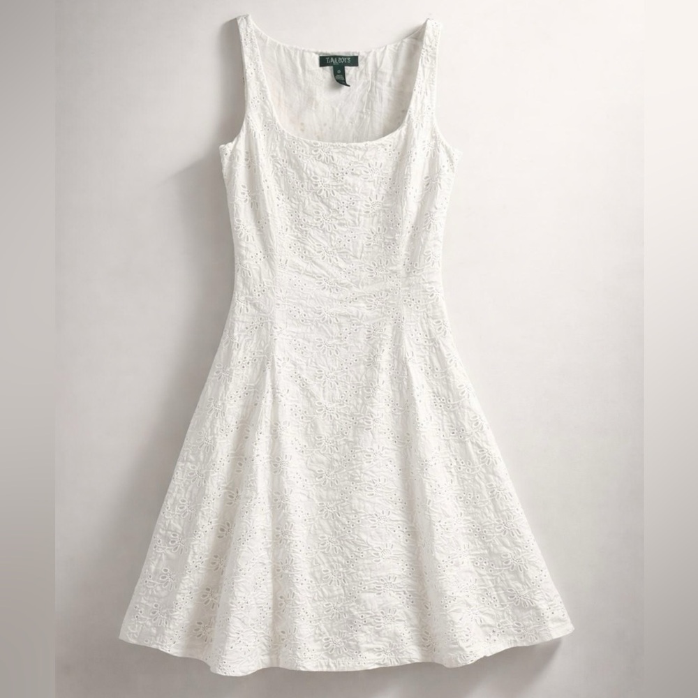 Lauren Ralph Lauren White 100% Cotton Midi Eyelet Dress - Size 4